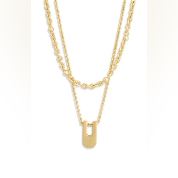 Madewell Cutout Geometric Pendant Necklace in Gold NWT 42$ - Picture 6 of 7